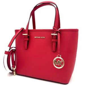 Michael Kors Jet Set Travel Extra-Small Top Zip Tote Bag Red
